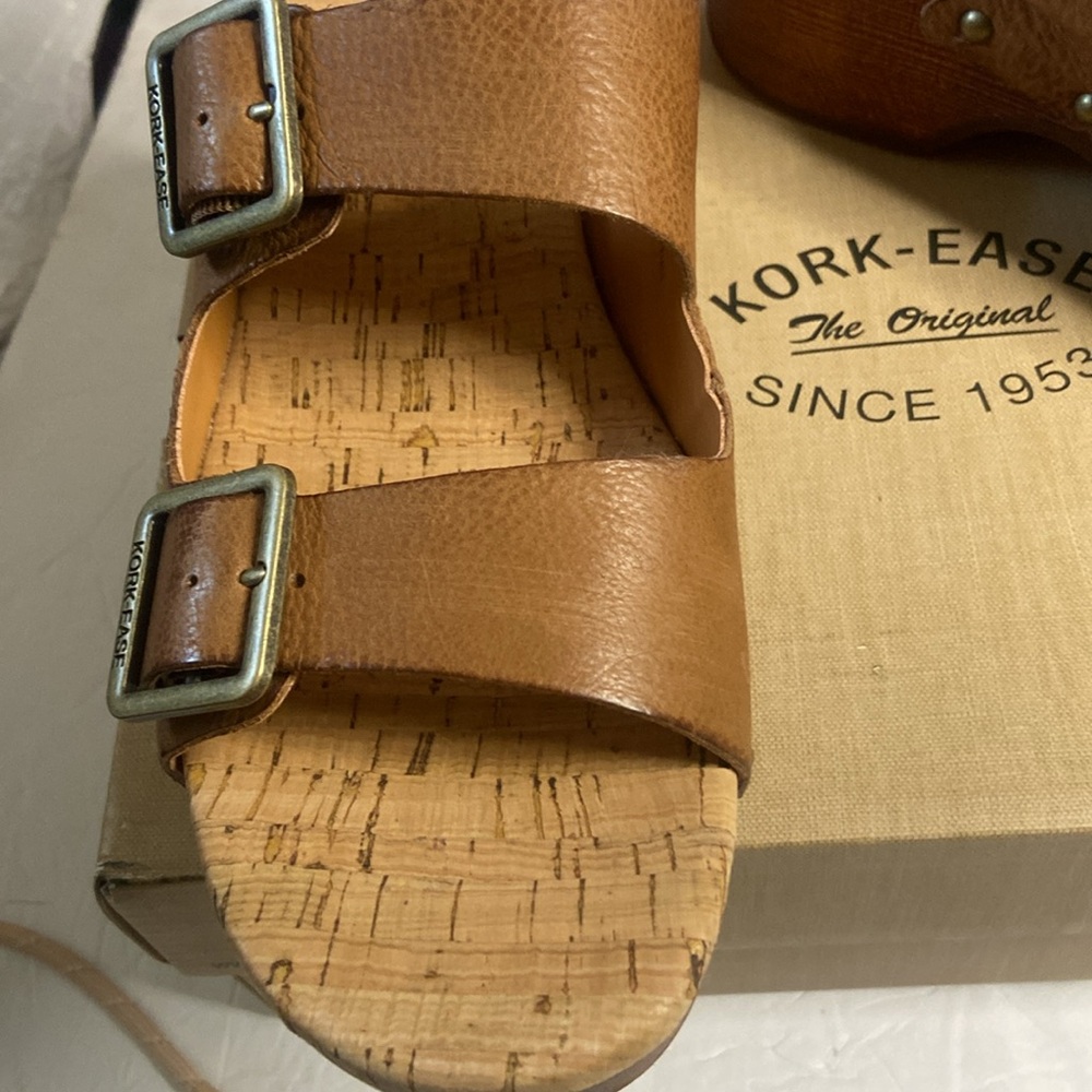 Kork Ease Saffron brown leather strap Kork insole sandals - Picture 9 of 12